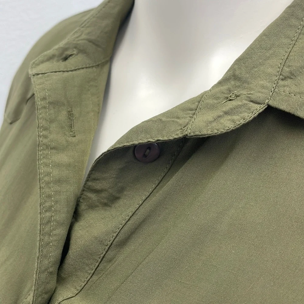 Frye • Olive Green Button-down Addie Top with Front Chest Pockets - Picture 5 of 12